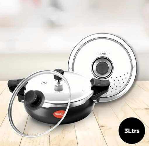Pigeon By Stovekraft All in One Super Cooker Aluminium with Outer Lid Induction and Gas Stove Compatible 3 Litre Capacity for Healthy Cooking (Black) - Image 3